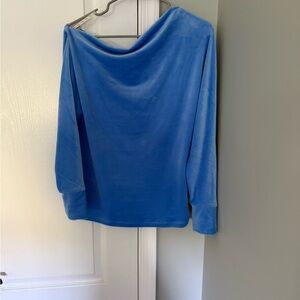 Lilly Pulitzer worn once Elegant Blue Velvet Off-Shoulder Top